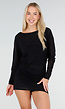 Zwarte Transparante Mesh Top met Lange Mouwen en Stretch