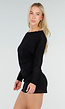 Zwarte Transparante Mesh Top met Lange Mouwen en Stretch