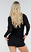 Zwarte Transparante Mesh Top met Lange Mouwen en Stretch