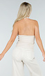 Beige Gilet Top met Open Rug en Gouden Knopen