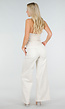 Beige Gilet Top met Open Rug en Gouden Knopen