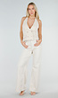 Beige Gilet Top met Open Rug en Gouden Knopen
