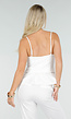 Witte Top met Peplum en Spaghettibandjes