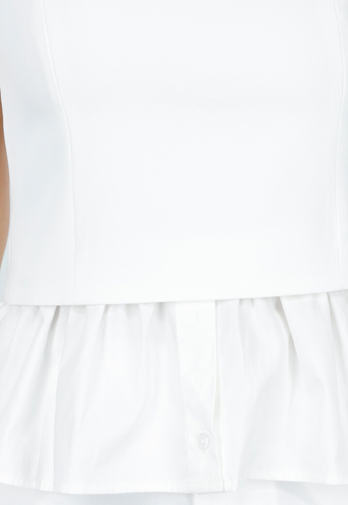Witte Top met Peplum en Spaghettibandjes