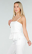 Witte Top met Peplum en Spaghettibandjes