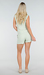 Mintgroene Linnenlook Gilet Top met Overslag en Striksluiting