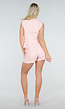 Roze Linnenlook Gilet Top met Overslag en Striksluiting