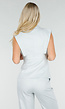 Lichtblauwe Mouwloze Blazer Top met Knopen en Reverskraag