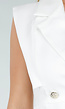 Witte Mouwloze Blazer Top met Knopen en Reverskraag