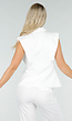 Witte Mouwloze Blazer Top met Knopen en Reverskraag