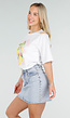 Wit Katoenen T-shirt met Citroen Print en Korte Mouwen