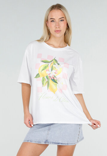 Wit T-shirt met Citroen Print