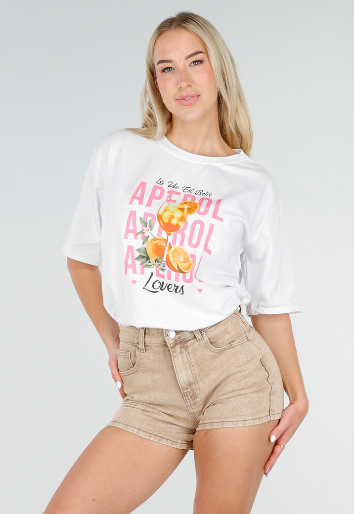 Beige Denim Short met Lichte Stretch en Steekzakken