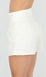 Ecru Linnenlook Short met Plooien en Rechte Pijpen
