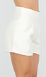 Ecru Linnenlook Short met Plooien en Rechte Pijpen