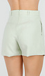 Mintgroene Linnenlook Short met Plooien en Rechte Pijpen