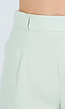 Mintgroene Linnenlook Short met Plooien en Rechte Pijpen