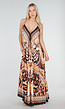 Maxi Jurk met Print, Strass Details en Verstelbare Bandjes