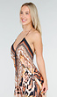 Maxi Jurk met Print, Strass Details en Verstelbare Bandjes