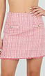 Roze Tweed Mini Rok met Rafelrand