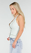 Mintgroene Gilet Top met Open Rug en Gouden Knopen