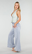 Mintgroene Gilet Top met Open Rug en Gouden Knopen