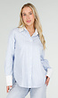 Lichtblauwe Gestreepte Blouse met Strass Steentjes en Lange Mouwen