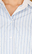 Lichtblauwe Gestreepte Blouse met Strass Steentjes en Lange Mouwen