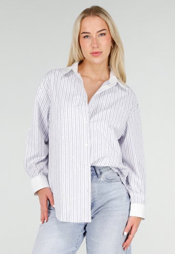 Wit Gestreepte Blouse met Glitters