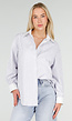 Wit Gestreepte Blouse met Strass Steentjes en Lange Mouwen