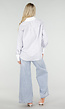Wit Gestreepte Blouse met Strass Steentjes en Lange Mouwen