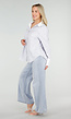 Wit Gestreepte Blouse met Strass Steentjes en Lange Mouwen