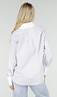 Wit Gestreepte Blouse met Strass Steentjes en Lange Mouwen