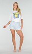Wit Katoenen T-shirt met Citrus Print en Korte Mouwen