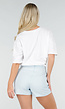 Wit Katoenen T-shirt met Citrus Print en Korte Mouwen