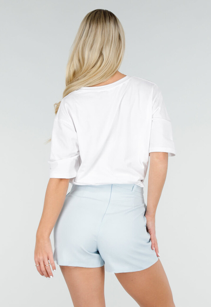 Wit Katoenen T-shirt met Citrus Print en Korte Mouwen