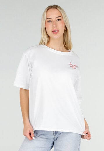 Wit T-shirt met Rode La Dolce Vita Print