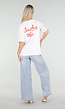 Wit Katoenen T-shirt met La Dolce Vita Print en Korte Mouwen