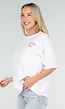 Wit Katoenen T-shirt met La Dolce Vita Print en Korte Mouwen