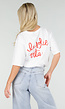 Wit Katoenen T-shirt met La Dolce Vita Print en Korte Mouwen
