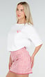 Wit Katoenen T-shirt met Pink Gin Print en Korte Mouwen