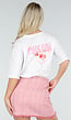 Wit Katoenen T-shirt met Pink Gin Print en Korte Mouwen