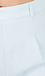 Lichtblauwe Linnenlook Short met Plooien en Rechte Pijpen