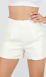 Ecru Linnenlook Short met Plooien