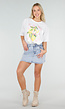Wit Katoenen T-shirt met Citroen Print en Korte Mouwen