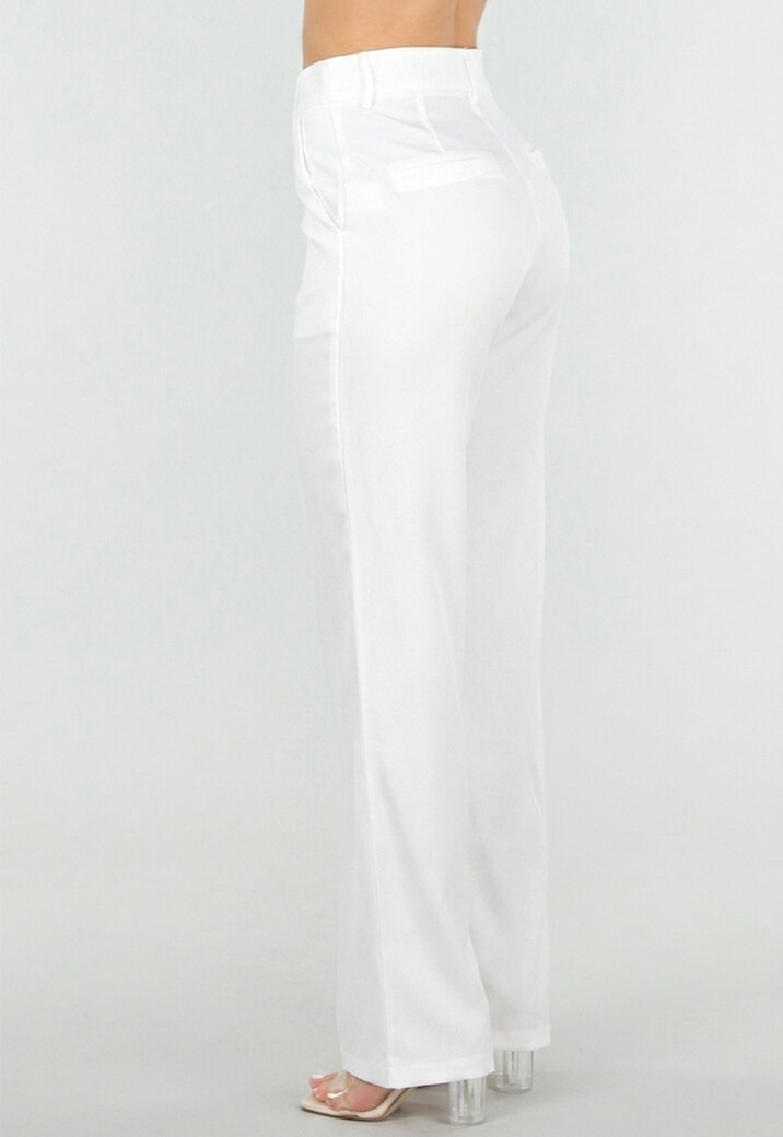 Witte Wide Leg Pantalon met Steekzakken en Paspelzakken
