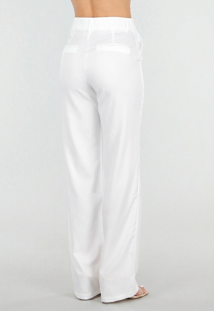 Witte Wide Leg Pantalon met Steekzakken en Paspelzakken