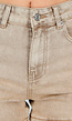 Beige Denim Short met Lichte Stretch en Steekzakken