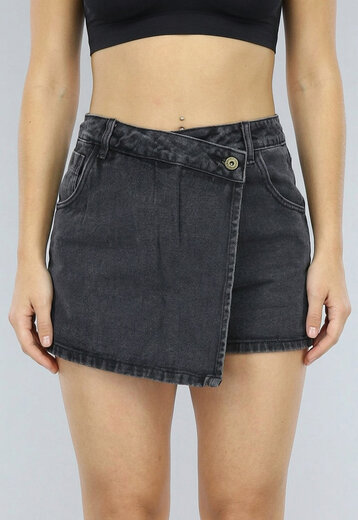 Antraciet Denim Overslag Skort