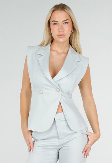 Lichtblauwe Gilet Top